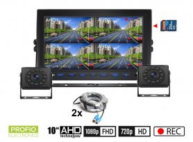 Reversing cameras AHD set with recording to SD card - 2x HD camera with 11 IR LED + 1x Hybrid 10" AHD monitor