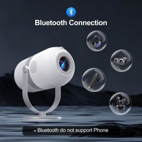 Bærbar projektor 4K + WiFi + 5.0 Bluetooth + 4500 lumen - op til 200" projektionsskærm