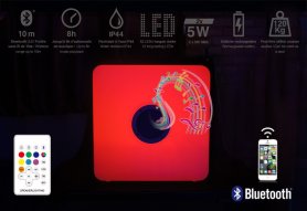Bluetooth-LED-Lautsprecher mit 7 Farbmodi - 10 W + IP44 (30 x 30 x 30 cm) - außen/innen