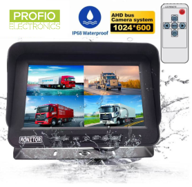 보트/자동차/기계용 방수 모니터 IP69 + 8개 카메라 + 128GB SD 카드가 있는 10인치 AHD LCD
