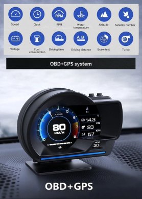 HUD displays for car (OBD + GPS) - Accelerometer 9 types of different display