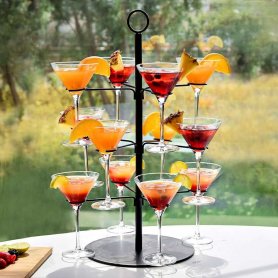 Árbol de soporte de vidrio - elegante soporte para copas de vino/cóctel - 12 vasos