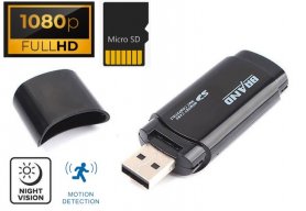 FULL HD + IR LED + Hareket algılama ile gizlenmiş USB sürücü kamerası