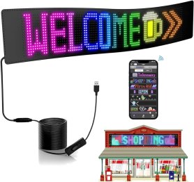 Reklamní panel rolovatelný - LED tabule ovládání přes mobil programovatelný (Bluetooth) 102,5 cm x 22 cm