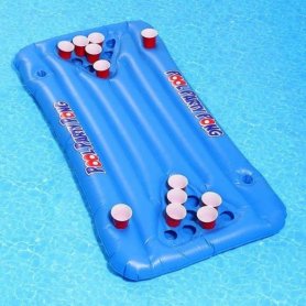 Beer Pong aufblasbar schwimmend für Pool - 20 Getränkehalter + 4 Flaschen