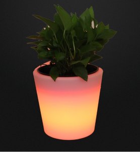 Nag-iilaw na flower pot LED + posibilidad na baguhin ang mga kulay ng RGB + IP44 (27x27x28 cm)