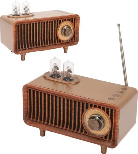 Retro rádio - Dřevěné vintage rádio s Bluetooth + FM/AM rádio / AUX / USB disk / Micro SD