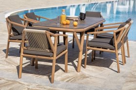 Jídelní sestava na terasu zahradní - Set jídelní stůl outdoorový do zahrady + 6 židlí - LUNA