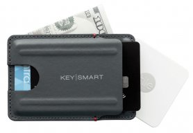 Slim Wallet - dompet kulit ultra tipis minimalis untuk 6 kartu (abu-abu)