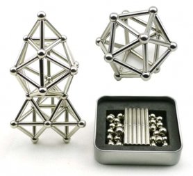 Zilveren ballen Magnetisch 29st + Magnetische staafjes 36st