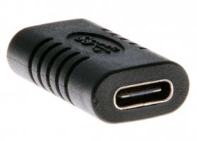 USB-C F/Fケーブル用メス/メスコネクタ - 黒