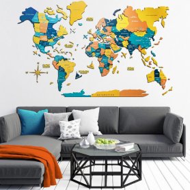 Sienas karte krāsains 3D koka dekors - SUNRISE 150 cm x 90 cm
