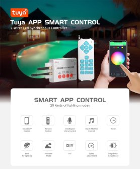 Smart ovládač na RGB osvetlenie do bazéna - ovládanie cez Smartphone Tuay app