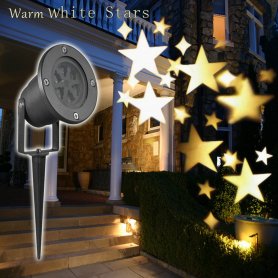 Projecteur de Noël extérieur - Lumières LED Projection d'étoiles - Lumière étoile blanc chaud 12W (IP65)