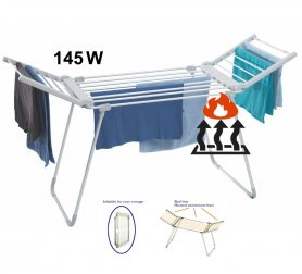 Sèche-linge électrique - séchoir chauffant avec 18 tubes chauffants pliable de 145W