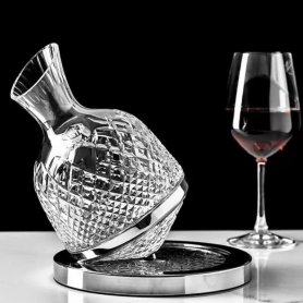 Carafe tal-inbid tal-kristall - Sett ta 'decanter tal-inbid li jdur ta' lussu għall-inbid aħmar (Kulur Deheb / Fidda)