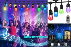 Color LED light chain RGBW - 15x bulb + 14m cable, + IP65 protection + remote control