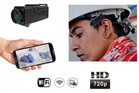 Pirmojo asmens fotoaparatas (galvoje nešiojama kamera) – mikro wifi P2P kamera (1,6x4,5 cm) su HD + 4 IR