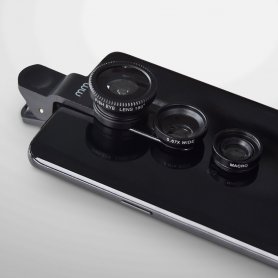 Mobiliųjų fotoaparatų objektyvai universalūs SET 3 viename – žuvies akis + makro + platus (plataus kampo)
