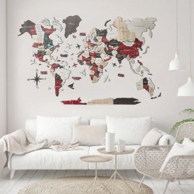 Exclusive 3D world map made of wood - URBAN 300 cm x 175 cm