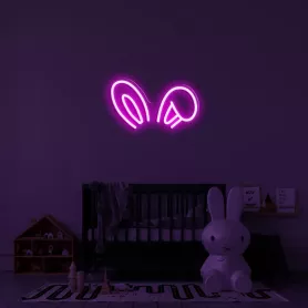 Неоновые светодиодные вывески на стену - светящийся 3D логотип BUNNY 50 см