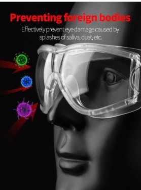 Transparante veiligheidsbril met ingebouwd schuim tegen virussen