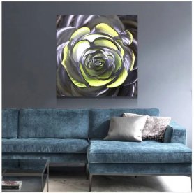 Lys op vægbilleder Metal (aluminium) - LED RGB 20 programmerbare farver - Rose 50x50cm