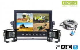 Automobilio atbulinės eigos kamerų komplektas AHD LCD HD automobilinis monitorius 7 "+ 2x HD kamera su 18 IR šviesos diodų