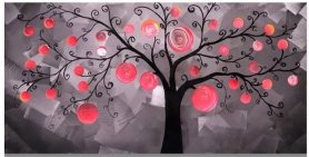 Современные настенные росписи - Металл (алюминий) - Светодиодная подсветка RGB 20 цветов - Дерево 50x100см