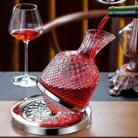 Carafe tal-inbid tal-kristall - Sett ta 'decanter tal-inbid li jdur ta' lussu għall-inbid aħmar (Kulur Deheb / Fidda)