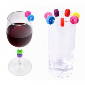 Gėrimų žymekliai - Spalvoti silikoniniai žiedeliai (puodelių etiketės) – 12 vnt