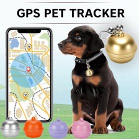 Dog gps collar in bell - mini gps locator for dogs / cats / animals with Wifi and LBS tracking - IP67