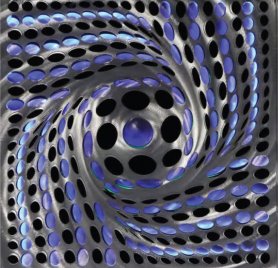 Pinturas 3D na parede metal (alumínio) LED retroiluminado RGB 20 cores - ESPIRAL 50x50cm