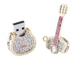 USB key jewelery - guitar with rhinestones