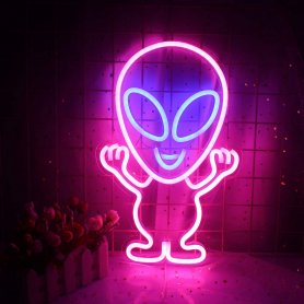 LED svietiace neon logo (baner) na stenu - ALIEN