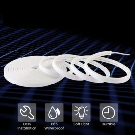 LED elastīgu cauruļu gaismas lente 5M - ūdensizturīga IP68 aizsardzība - Auksti balta krāsa