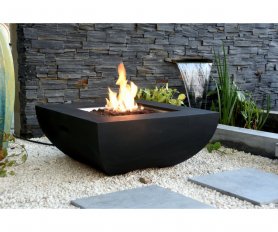 Cheminée de luxe portable - foyer à gaz pour jardin ou terrasse (béton noir)