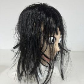 Boneka menakutkan (perempuan) Masker wajah Momo - untuk anak-anak dan orang dewasa untuk Halloween atau karnaval