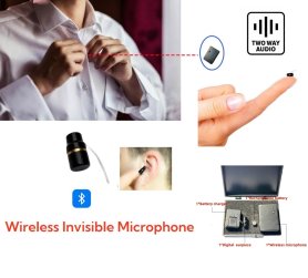 Spy earpiece - hidden earbuds Bluettooth for exam cheating + mini transmitter + external microphone