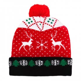 Светодиодная шапка с помпоном - Зимняя рождественская шапка - CHRISTMAS DEER
