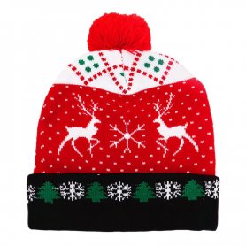 LED hat with pom pom - Winter christmas beanie - CHRISTMAS DEER