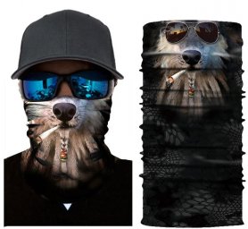 Funny 3D design - face balaclava RASTA SMOKING DOG