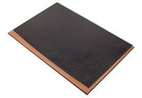 Leather desk pad - luxury design wooden + black leather (Handmade)