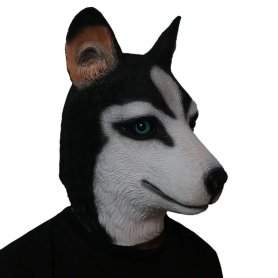 Husky-naamio - Silikoninen husky-koiran kasvo-/päänaamari lapsille ja aikuisille