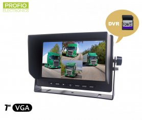 Reverse-DVR-Monitor 7 "LCD + Aufnahme von 4 Kameras bis zu 128 GB SDXC-Karte