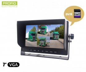 Parkovací DVR monitor 7 "LCD + nahrávání ze 4 kamer na kartu do 128 GB SDXC