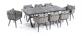 Sodo baldai - Prabangus pietų stalas terasai arba sodui su kėdėmis 8 asmenims