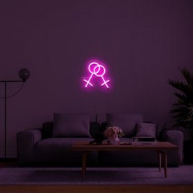 3D valo neon LED kyltti - Woman & Woman kuvio 50 cm