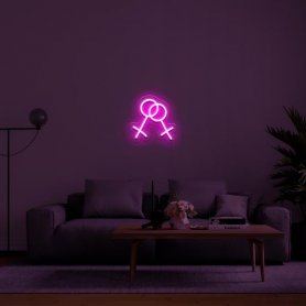 3D светлавая неонавая святлодыёдная шыльда - Матыў "Жанчына і жанчына" 50 см