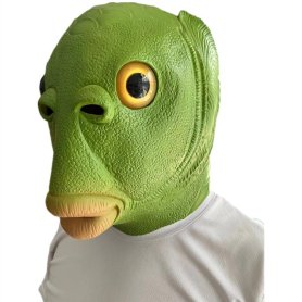 Grüner Fisch - lustige Silikon-Gesichtsmaske für Kinder und Erwachsene